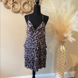 Lulu's Black and Pink Spaghetti Strap Mini Dress